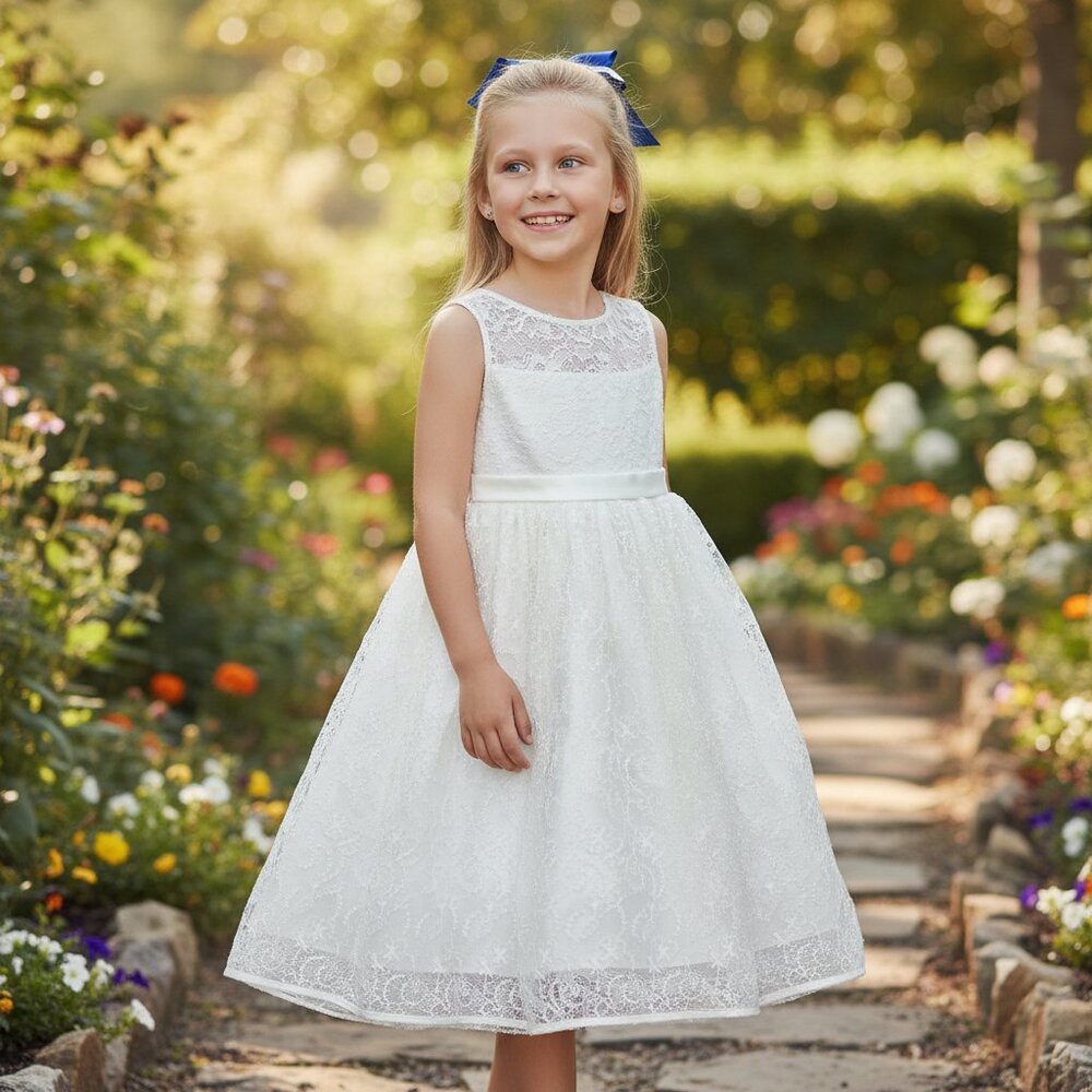 Girls' Sleeveless‎ Lace Layered Dress | Size 6X